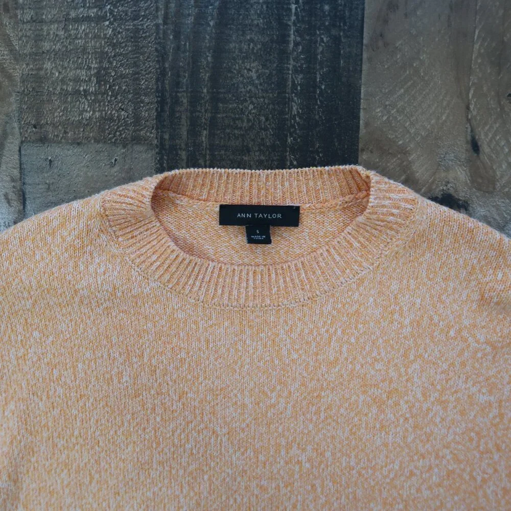 Ann Taylor Womans Small Cantaloupe Fizz Orange Marled Knit 3/4 Sleeve Sweater - Picture 4 of 5